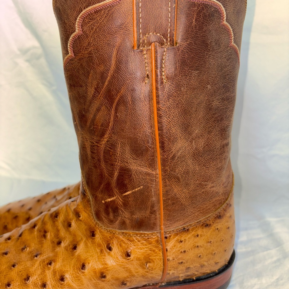 Justin Boots Tan and Brown Ostrich Western Boots - Picture 13 of 14